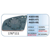 A4 Mirror Glass Compatible With Audi A4 Mirror Glass A3 03-08 A4 01-07 A6 05-08 Left 1026 LEFT
